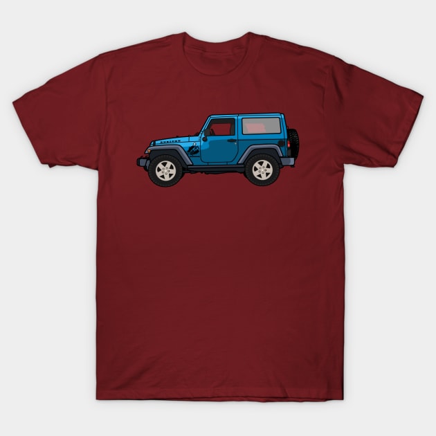 Jeep Wrangler Rubicon 2-door Blue T-Shirt by antipc